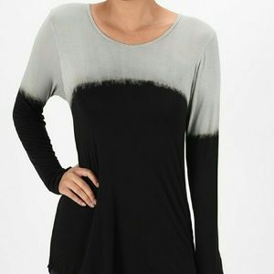 Women's Long Sleeve Dip Dyed T- Shirt